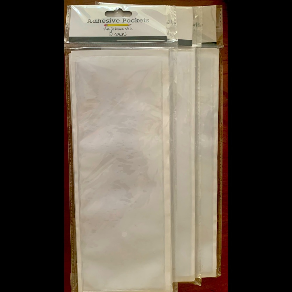 Target 🎯 Adhesive Pockets that fit name plates (15) counts per pack (2 packs)